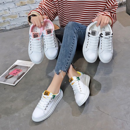 Women Fashion White Shoes Women's Thick-Soled Board Shoes New Spring Student Thick-Soled Shoes