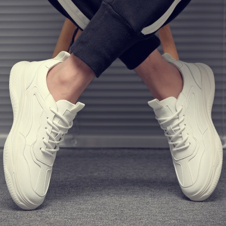 Spring New Men's Casual Sports Shoes Trend Men's Board Shoes Low Top White Shoes Leather Shoes