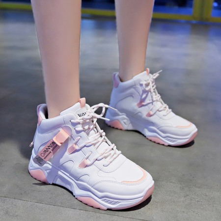 High Top Sports Shoes Women Spring New Student White Shoes Running Board Shoes Women's Casual Shoes